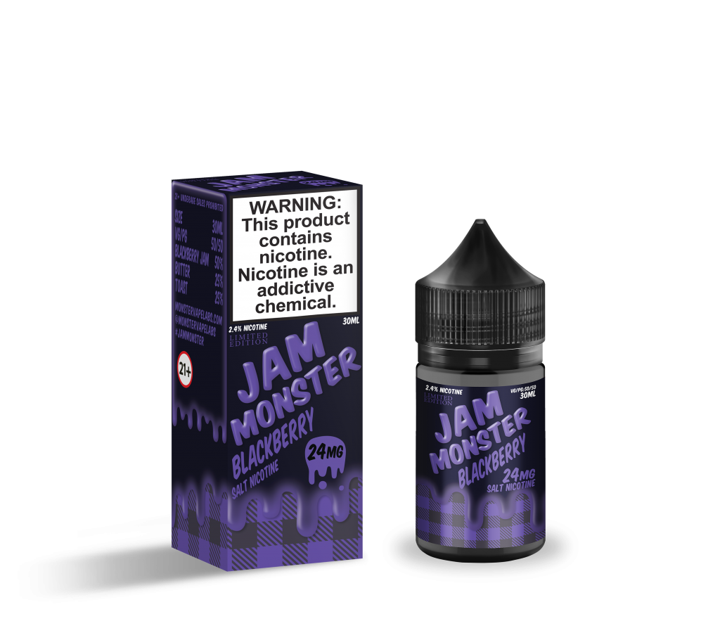 Jam Monster Salt Blackberry E-Liquid Flavor And Vaping Equipment - Blue ...